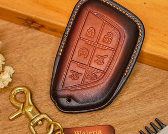 Cadillac Key Fob Cover, Handmade Leather Key Case for Cadillac Lyriq SRX XT4 XT5 XT6, Personalized Key Holder, Car Accessories Gift