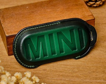 Mini Key Fob Cover, Handmade Leather Key Case for Mini Cooper Countryman Clubman One S JCW 2025 2026, Personalized Keychain Holder
