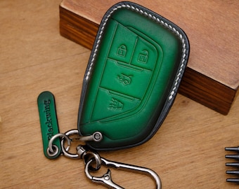Cadillac V-Series Leather Key Case for CT4-V CT5-V Escalade-V Blackwing, Smart Key Holder, Car Accessories Gift For Him, Birthday Gift