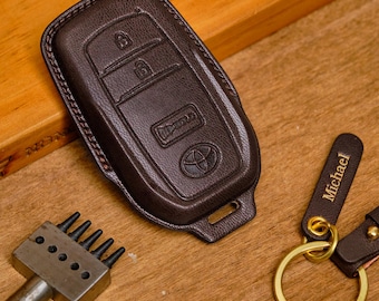 Toyota Sequoia Leather Key Fob Cover, Customized Leather Key Case for Toyota Sequoia SR5 Limited Platinum TRD Pro Capstone, Birthday Gift