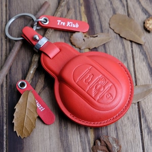 Leren sleutelhangerhoes voor MINI, gepersonaliseerde naamkaart voor mini Countryman, Clubman, 3 deurs, 5 deurs ... Cadeau voor chauffeurs, cadeau voor nieuwe auto