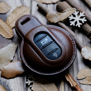 Personalized Leather Protector Case For Keyless Remote Entry Key Fob Mini Cooper One Countryman Clubman 3 Doors 5 Doors ... Gift for Her