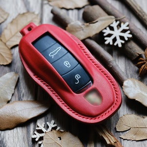Porsche Taycan Macan 911 718 Cayenne ... Key Fob Cover, Personalized Leather Key Case For Porsche, Gift For Her, Birthday Gifts