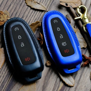 Housse pour Ford c-max Edge Escape Expedition Explorer Flex Focus Taurus étui de protection en cuir pour entrée sans clé télécommande porte-clés cadeau d&#39;anniversaire