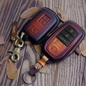Personalize Leather Key Cover Toyota Tundra (Patina), Fit For All Types Toyota Tundra 2007 - 2024, Car Accessories, Mother&#39;s Day Gift
