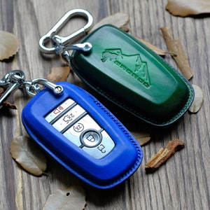 Personalized Leather Key Case For Keyless Entry Remotes Key Fob Ford Bronco, Bronco Moutain, Sasquatch, ... Gift for Him, Gift For Dad