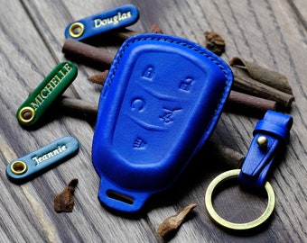 CADILLAC Key Fob Cover, Leather Key Case For Keyless Entry Remotes Fob Shell Cadillac ATS XT ... Gift for Him, Personalized Gift