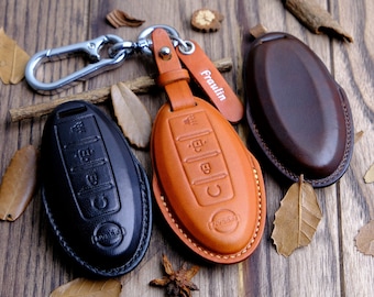 Handmade Leather Key Case for Nissan Quest Sentra Versa Cube Juke Leaf Murano, Nissan Keyless Remote Cover, Personalised Birthday Gift