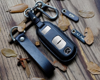 Mazda 3 6 MX-5 CX-3 CX-5 CX9 Key Fob Cover Leather Protector Case For Keyless Entry Remote Fob Shell Mazda Gift For Him Birthday Gift