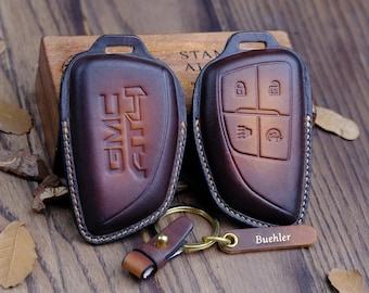 Leather Key Fob Cover Case For 2023 2024 GMC Sierra, GMC Accessories, Smart Key Protector, Anniversary Gift, Mother's Day Gift