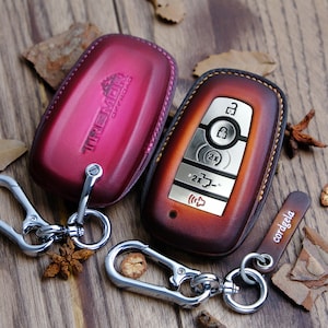 Ford F-150 F-250 F-350 Bronco Mustang Maverick Edge ST Fusion Expedition Key Fob Cover Leather Protector Case For Keyless Entry Remotes Ford