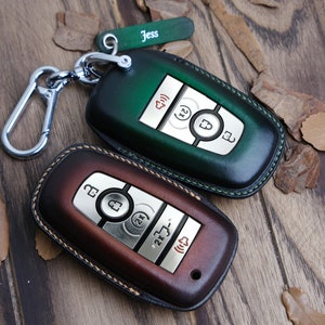 Personalized Leather For Ford Ranger Raptor Key Fob, Handcrafted Leather for Ford F150 Bronco Mustang Maverick Edge ST Fusion Expedition