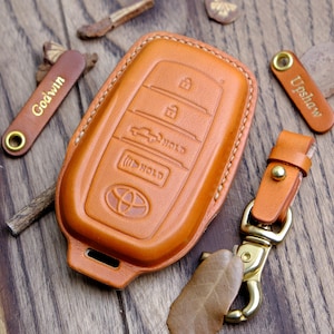 Personalized 2024 Toyota Tacoma Key Case, Handmade Leather Key Cover For Toyota Tacoma Tundra TRD, Toyota Tacoma Smart Remote Key Holder