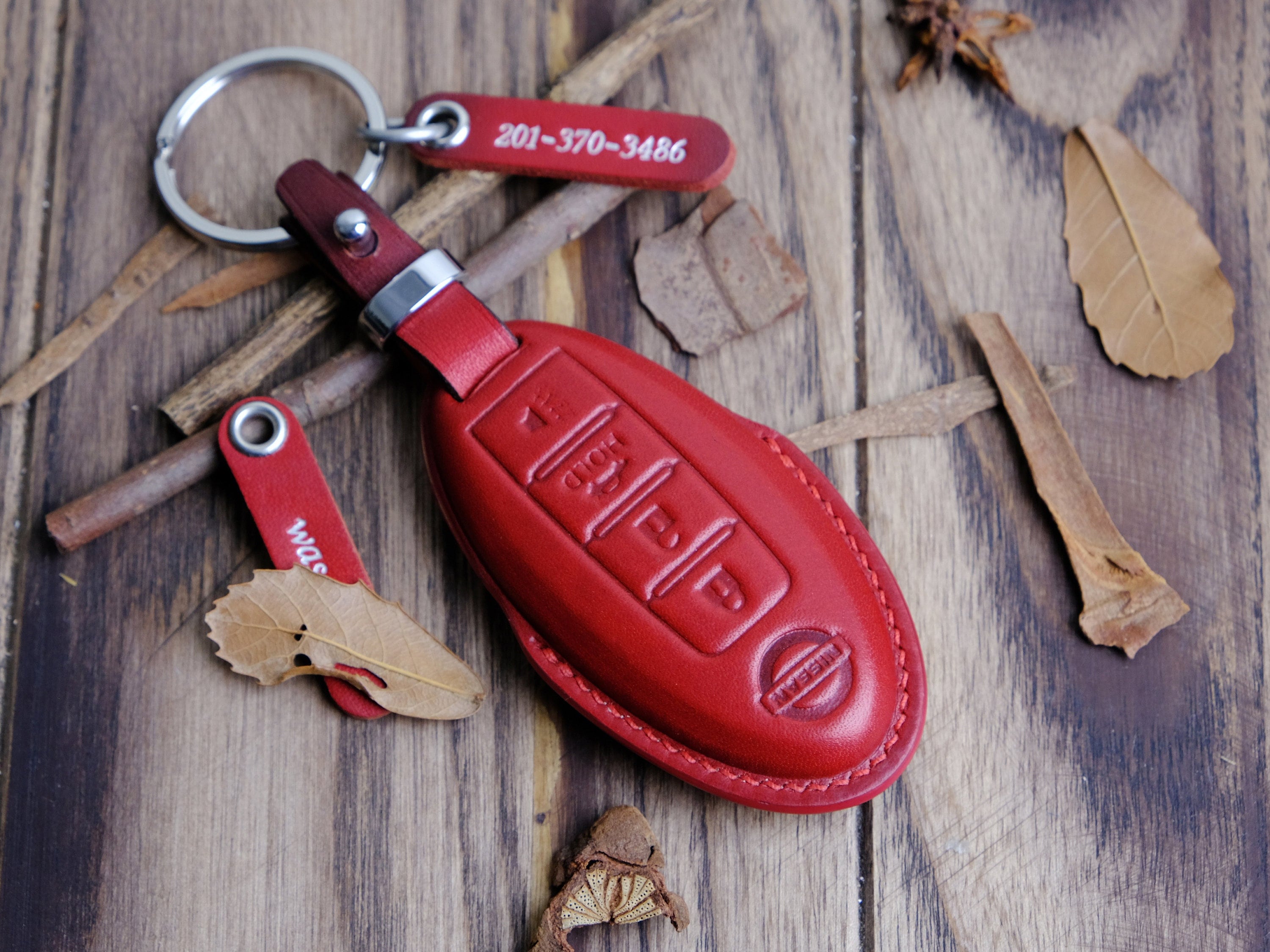 Custom Key Case for Nissan Maxima, Leather Keychain for Rogue