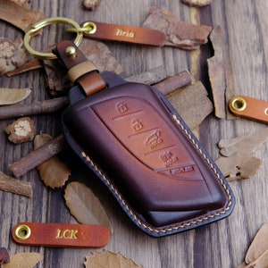 Customized Leather Key Fob Cover For Lexus RX350, Lexus Keyless Remote Holder Keychain, Italian Veg-Tanned Leather, Gift For Him