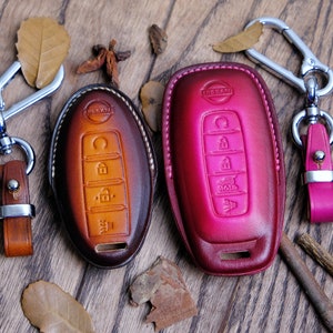 Nissan Pathfinder Key Fob Cover, Leather Key Case  For Frontier Titan Kicks  Qashaqai Rogue Altima, Gift for Him, Personalized Gif