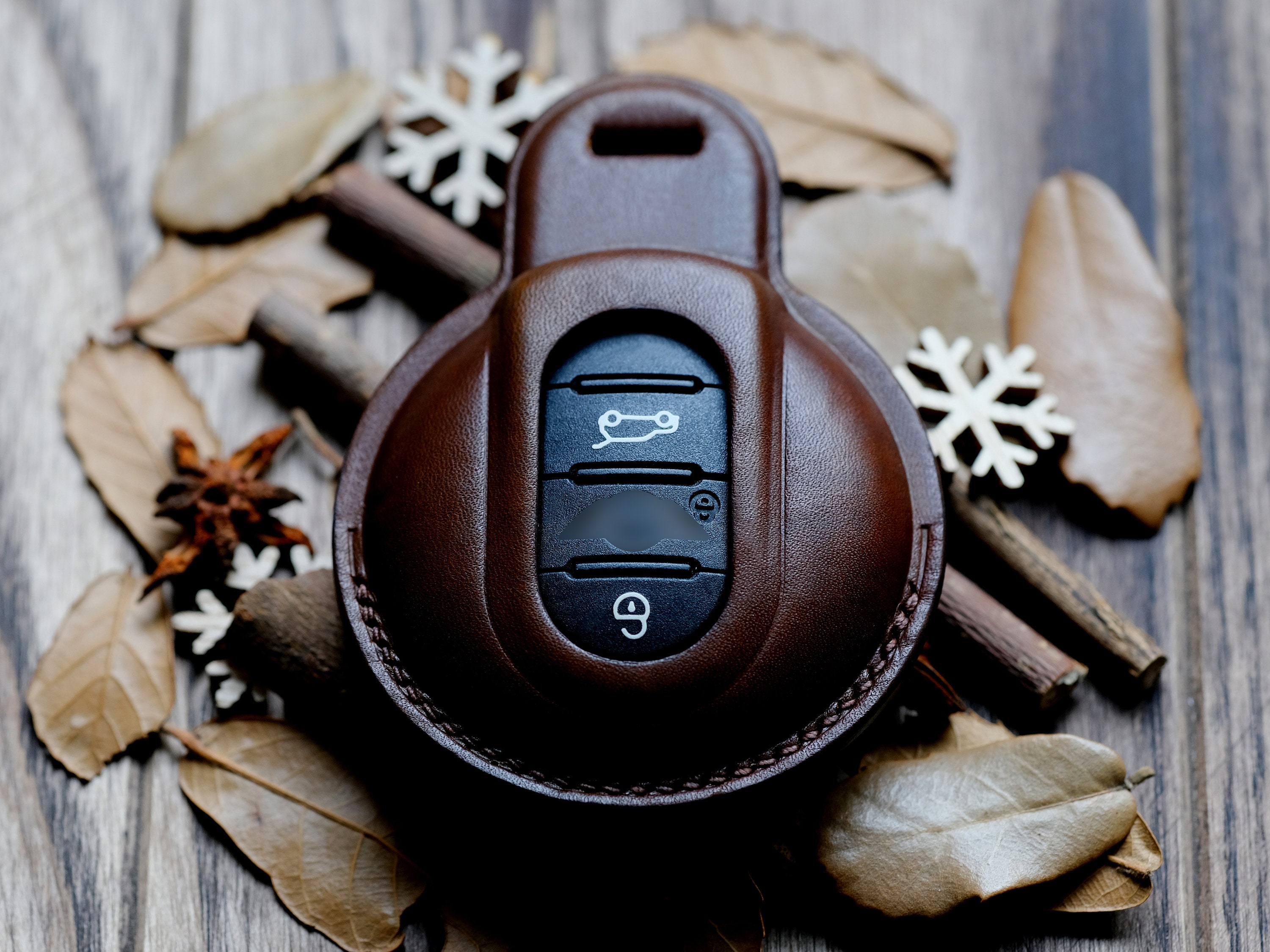 Mini Key Case Personalized Leather Protector Case for Keyless Remote Entry Key Fob ...