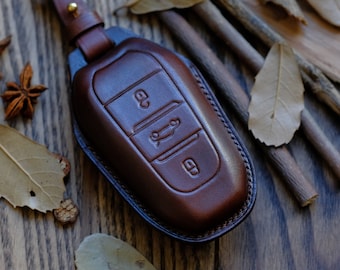 Peugeot Key Fob Cover, Leather Key Case For Peugeot 208 308 508 2008 3008 5008, ... Peugeot Keychain Keyless Keyring, Gift for Him
