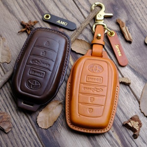 Toyota Tundra Key Fob Cover, Customized Logo back, Leather Key Protector For 2024 Toyota Tundra i-FORCE MAX, Key Case Fit For Tacoma Tundra