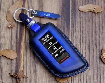 Leather Cover For Acura Mdx Ilx Rdx Rlx Tlx ... Acura Key Fob Cover Case Key Chain Holder Entry Remotes, Gift For New Car