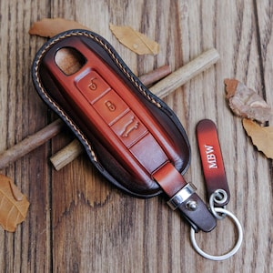 Porsche Panamera Key Fob Cover, Handcrafted Leather Key Case For Taycan Cayman 911 GTS Turbo S Cayenne 911 Cayenne Coupe Macan, Gift For Him
