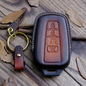 Toyota Prius Key Fob Cover, Leather Key For Toyota Camry Corolla 4Runner Land Cruiser ... Toyota Key Chain Entry Remote, Personalized Gifts