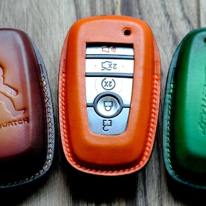 Leather Key Case For Keyless Entry Remotes Key Fob Ford Bronco, Sasquatch Logo on the back, Gift for Him, Gift For Dad, Personalized Gift