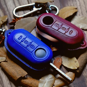 Housse pour porte-clés FIAT, étui à clés en cuir pour FIAT 500, Panda, Punto, Bravo,... Porte-clés FIAT, cuir tanné végétal italien, cadeau pour lui