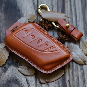 Personalized Leather Key Cover For Lexus, Protector Case For Keychain Keyless Key Fob Lexus ES250 ES300 ES350 LS500 UX200h ... Birthday Gift