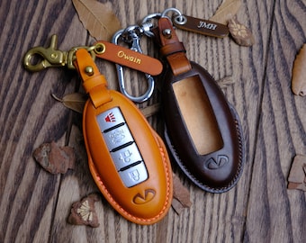 Infiniti Q60 Key Fob Cover, Leather Car Key Case Fit For Infiniti QX50 QX55 QX60 QX80 Q50 Q60 Q70, Personaized Infiniti Keychain Holder