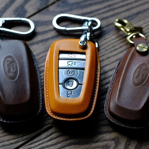 Ford Key Fob Cover, Leather Key Case For Ford F-150 Escape Explorer Fusion Maverick ... Ford Key Case, Gift for Him