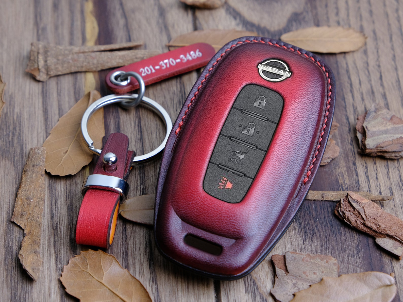 Leather Key Fob Cover for Nissan Ariya, Custom Keychain for Ariya ...