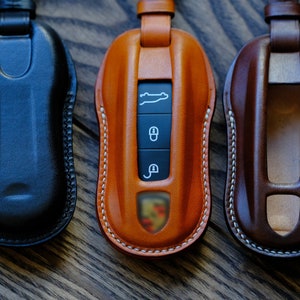 Porsche Personalized Key Fob Cover, Porsche Gift For Birthdays, Leather Protector Case for Keyless Remote Entry Key Fob Cover Key Holder