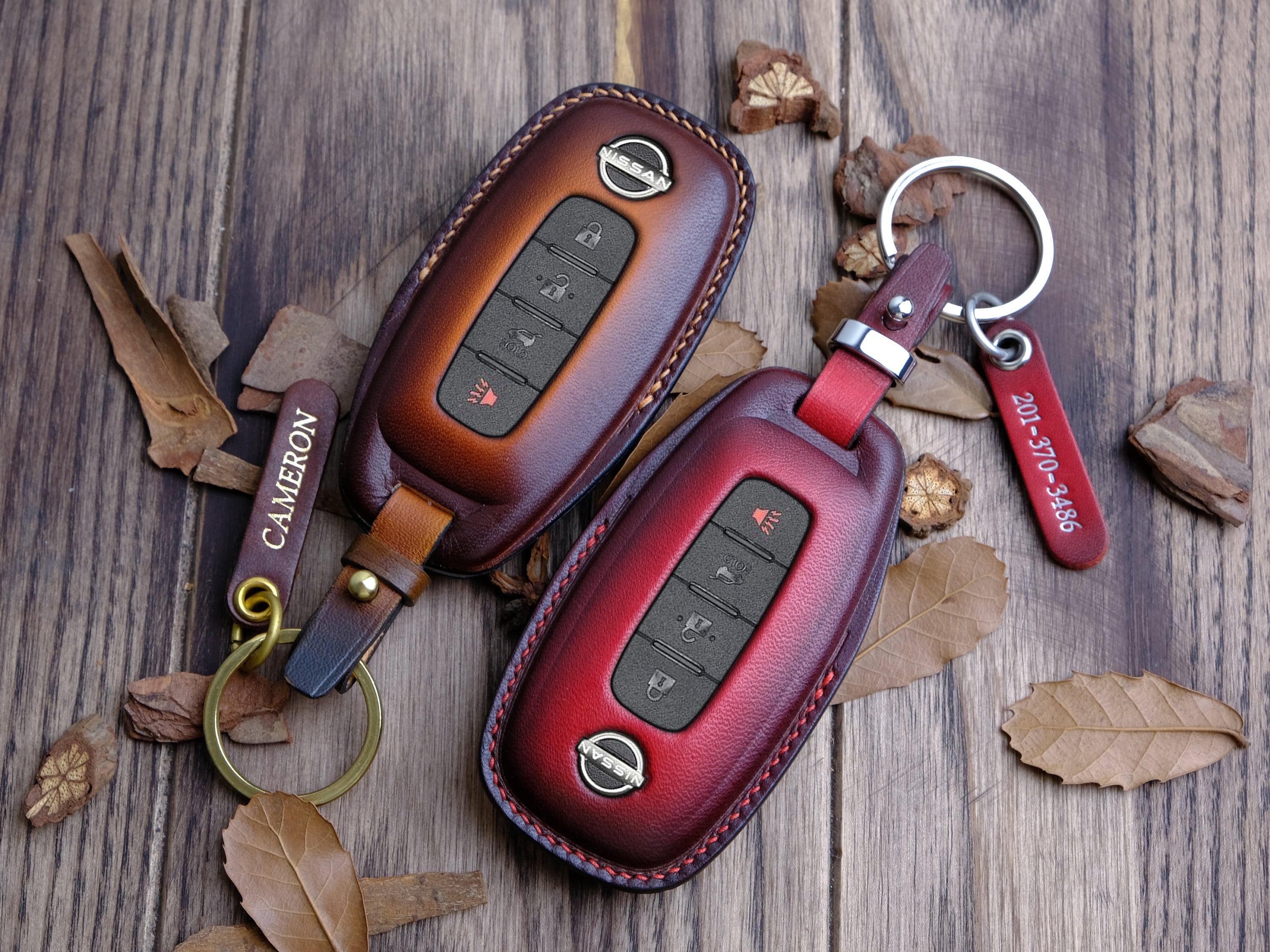 Leather Key Fob Cover for Nissan Ariya, Custom Keychain for Ariya ...
