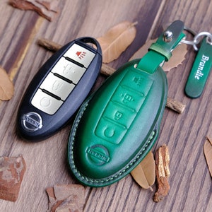 Nissan Murano Key Cover, Leather Key Case Compatible with Nissan Rogue Frontier Kicks Pathfinder, Nissan Key Protector, Nissan Accessories
