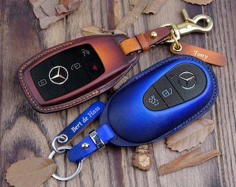 Mercedes C-Class, GLC, GLE,... Key Fob Cover, Italian Veg-Tanned Leather, Mercedes Accessory, Personalized Protector Case, Mother's Day Gift