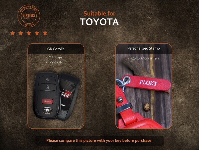 2024 2023 Toyota GR Corolla Leather Key Fob Cover, Toyota GR Corolla ...