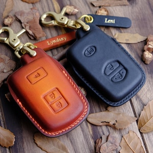 Leather Key Fob Cover For Toyota, Fits All Models 4Runner, Highlander, Land Cruiser, Prius, RAV4, Venza, Tacoma, Tundra, Sequoia... Dad Gift