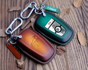 Customized Bronco Key Fob Cover With Logo 3 4 5 Buttons, Leather Key Fob Cover, Key Holder Bronco Sport, Smart Remote Keyless Accessories