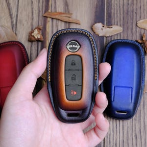 Nissan Sentra Key Case, Customized Leather Cover For Nissan Armada Kicks Rogue Ariya Pathfinder, Nissan Key Case Key Chain Accessories