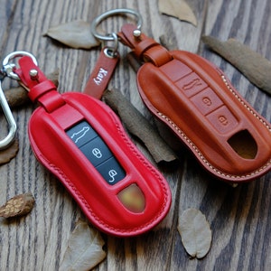 Porsche 718 918 Taycan Macan Cayenne ..., 2017-2023 Porsche Key Fob Cover, Italian Veg-Tanned Leather, Birthday Gift, Personalized