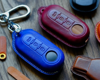 Personalized Key Cover For FIAT 500 Panda Punto Bravo ... Leather Protector Case for Keyless Remote Entry Key FOB Cover Key Holder Key Chain