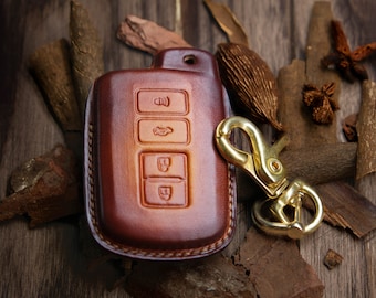 Toyota Key Fob Cover, Leather Key Fob Case For Toyota Highlander RAV4 Land Cruiser 4Runner Prius C ... Toyota Gift for Him, Toyota Keychains