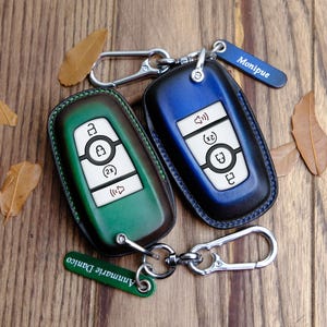 2023-2025 Bronco Leather Key Fob Cover - Fits Big Bend, Wildtrak, Outer Banks, Badlands - Personalized Bronco Leather Key Holder