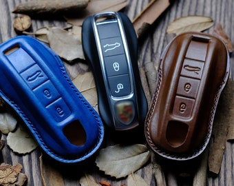Porsche Key Cover 718 911 Taycan Macan Cayenne ... Leather Key Case For Porsche, Porsche Key Chains Keyless Keyring Keypads Remotes