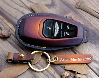 Funda de cuero para llave de Aston Martin, compatible con los modelos DB9, DB11, DB12, DBX y DBS Vantage. Accesorios Aston Martin. Regalo ideal para un coche nuevo o para papá.