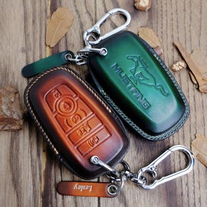Ford Mustang Mach-E Key Fob Cover, Handcrafted Leather Key Case for Mustang Dark Horse, GT, Mach-E, Mach-1, Mustang Accessories