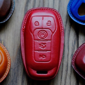 Lincoln MKC MKX MKZ Key Fob Cover, Leather Key Case For Lincoln,Lincoln Key Chain Keyless Keyring Remotes, Gift for Him, Father&#39;s Day Gift