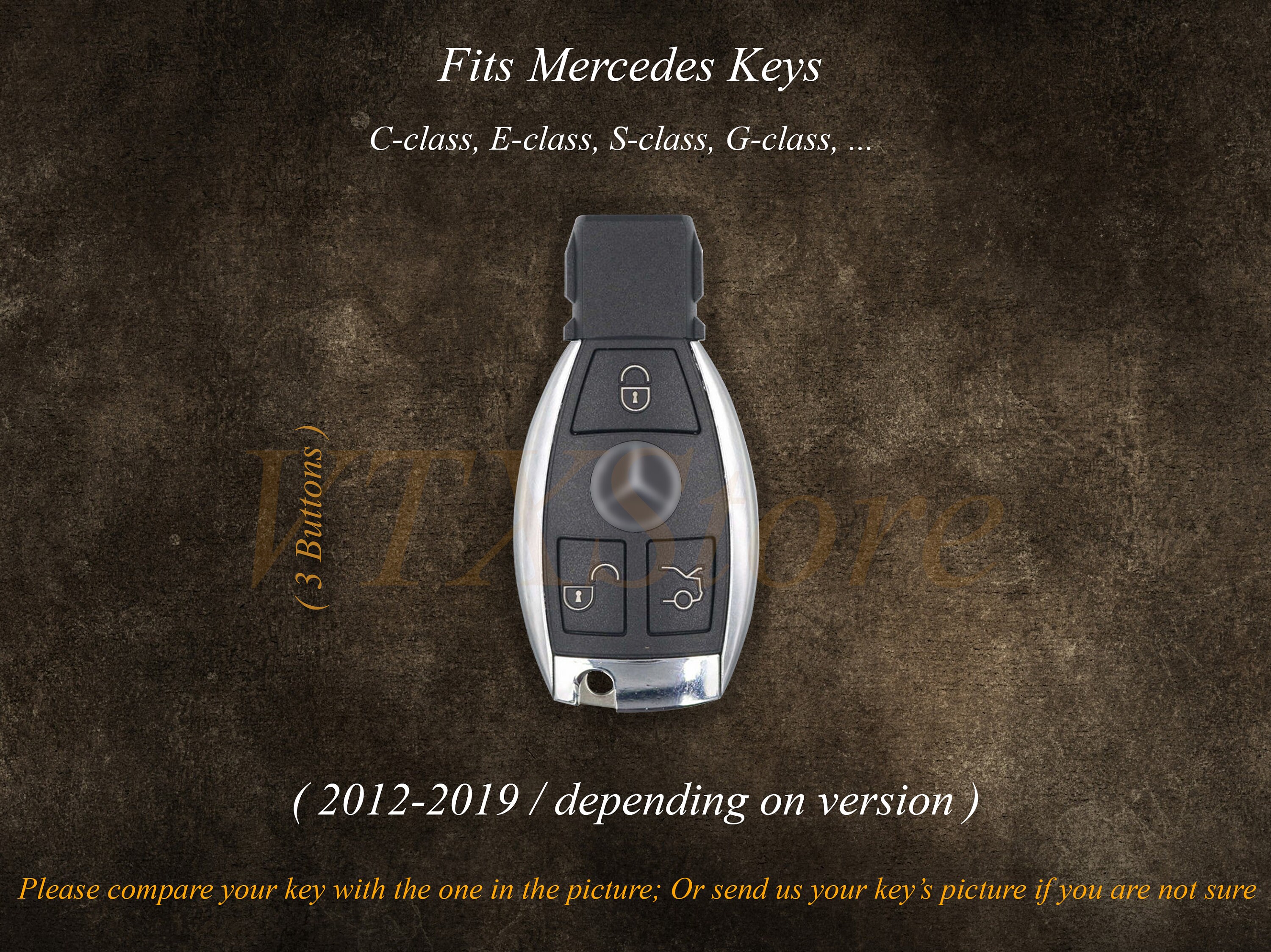 Custom Leather Key Fob Cover for Mercedes, Mercedes Key Case Keychain ...