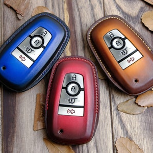 2023 2024 Bronco Sport Key Fob Cover (3 4 5 Buttons), Leather Key Case For Smartkey Ford Bronco Sport Big Bend Heritage Outer Banks Badlands